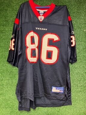 VINTAGE Houston Texans Jersey Mens Size L Blue Reebok Jabar Gaffney #86 NFL